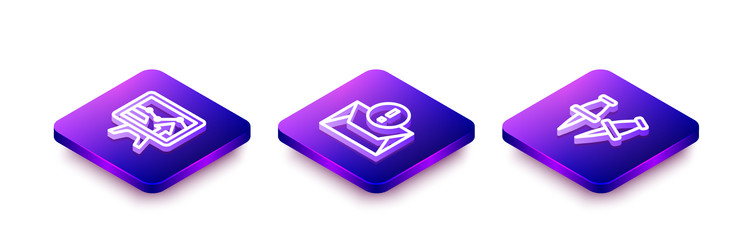 set isometric line monitor with graph chart vector image