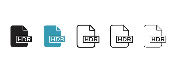 hdr image file extension icon set document design vector image
