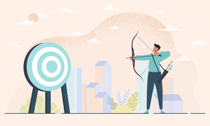 man with bow archery and target abstract concept vector image