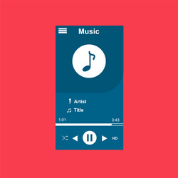 media player application app template with flat vector image