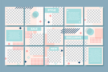 80s Memphis Style Social Media Posts vector image