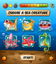computer game template with underwater scene vector image