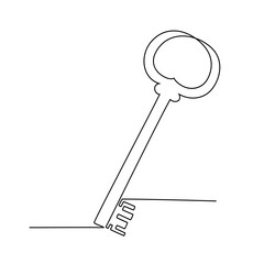 continuous one line drawing of vintage key vector image