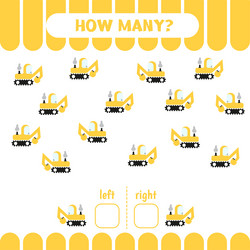 how many excavators right and left counting game vector image