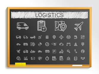 logistic hand drawing line icons chalk sketch vector