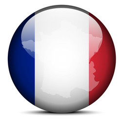 map on flag button of french republic france vector