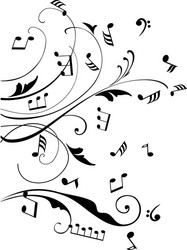 Musical Swirls - Notes & Patterns vector image