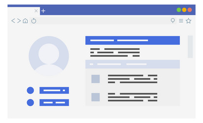 profile page website in web browser window screen vector image