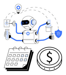 robot automating tasks with multitasking arms vector image