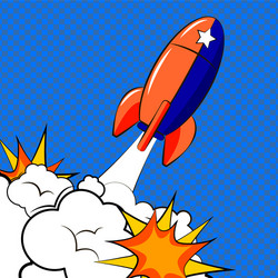rocket in pop art style vector image
