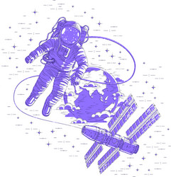 spaceman flying open space connected vector image