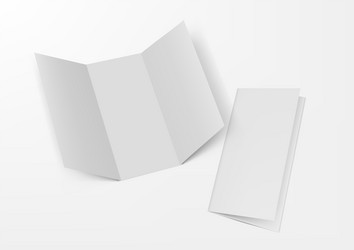3d blank folded dl size paper leaflet or flier vector image