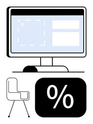 computer interface with forms office chair vector image