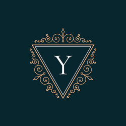 Vintage v letter logo with premium decoration Vector Image