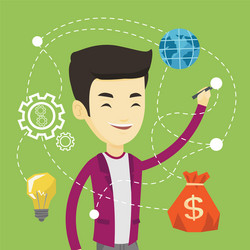 man writing cloud computing on virtual screen vector image