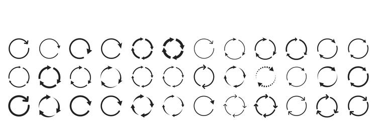 set of circle arrows elements black loading symbol vector image