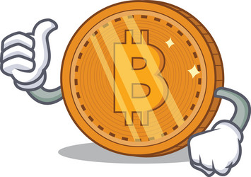 thumbs up bitcoin coin character cartoon vector