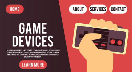 website page template for video games devices shop vector image