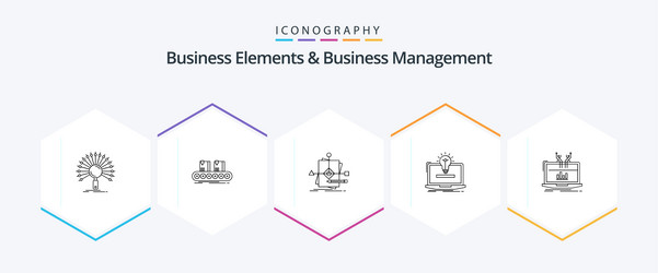 business elements and management 25 line vector