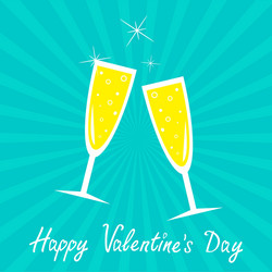 champagne glasses happy valentines day vector