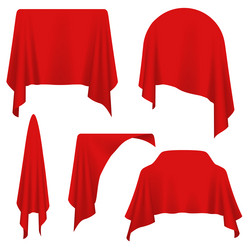 different objects covered with red cloth vector