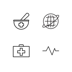 Medical simple outlined icons set vector