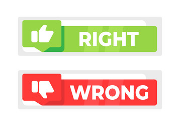 right wrong red and green sign evaluation quiz vector image