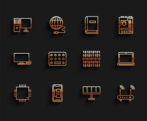 set line processor with microcircuits cpu vector image