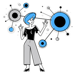 creative worker doing some job and creating vector image