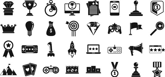 gamification machine icons set simple style vector image