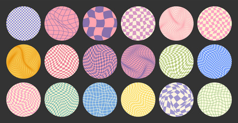 groovy checkered pattern round colorful tiled vector image