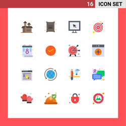 mobile interface flat color set 16 pictograms vector