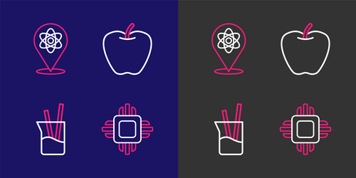 set line processor cpu laboratory glassware apple vector image