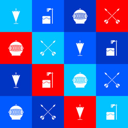 set medieval flag executioner axe in tree block vector image