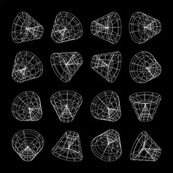 wireframe lined shapes perspective mesh 3d grid vector image