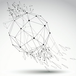 3d low poly grayscale object with black connected vector image