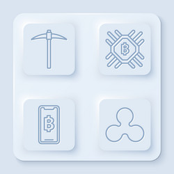 set line pickaxe cpu mining farm phone mobile vector image