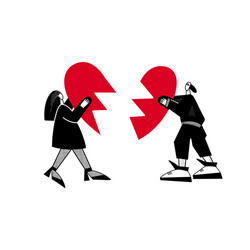 a guy and girl are holding broken heart vector