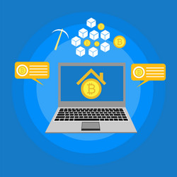 blockchain scheme mining crypto currency server vector image