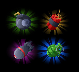 explosive lethal weapons cartoon luminous vector image