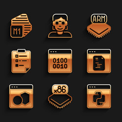 set binary code processor with microcircuits cpu vector image