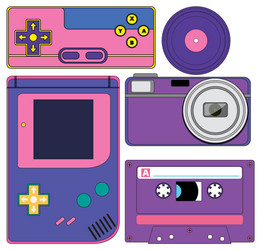 set of retro object vector image
