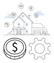 smart home system with iot sensors automation vector image