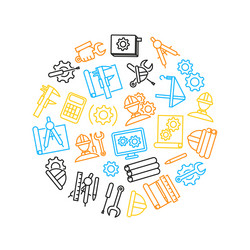 Engineering Thin Line Toolkit vector image