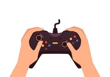 hands holding game controller or gamepad flat vector