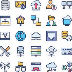 Network hosting flat icons pack vector