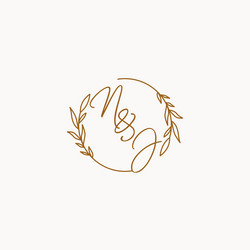 Nj initial wedding monogram logo Royalty Free Vector Image