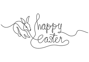 one continuous single line of rabbit for easter vector image