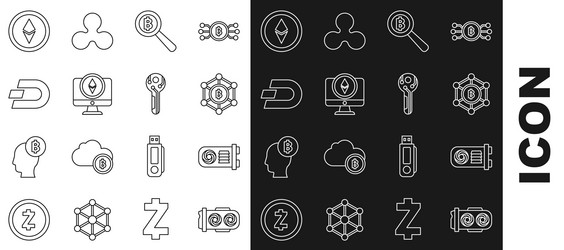 set line mining farm blockchain technology vector image