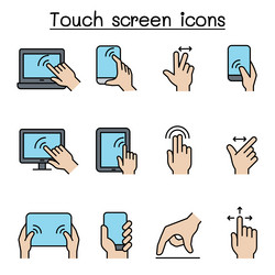 touch screen icon set in colorline style vector image